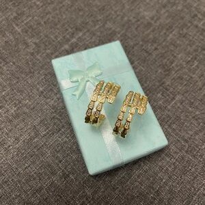 Gold Crystal Accent Hoop Earrings - Women Jewelry